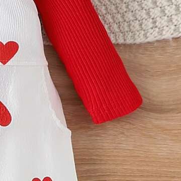 Toddler Baby Girl Valentine's Day Clothes Ruffled Sleeves Top Heart Bell Bottoms Flared Overalls Suspender Pants Set (Hearts-B, 3-4T)