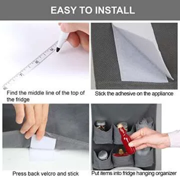 Lafulling Mini Fridge Organizer Storage 65" x 12.6", Mini Fridge Caddy Hanging Organizer with 15 Extra Large Pockets for Dorm, Pantry, Plate, Silverware, Spice, Cutlery, Napkins, Other Daily Stuff