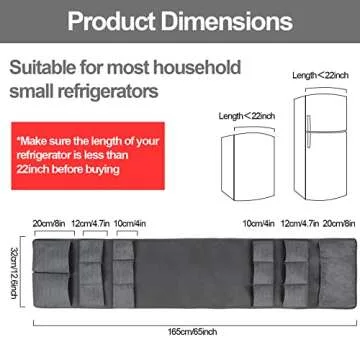 Lafulling Mini Fridge Organizer Storage 65" x 12.6", Mini Fridge Caddy Hanging Organizer with 15 Extra Large Pockets for Dorm, Pantry, Plate, Silverware, Spice, Cutlery, Napkins, Other Daily Stuff