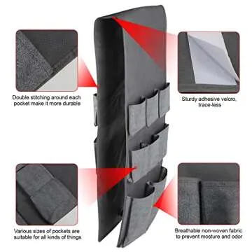 Lafulling Mini Fridge Organizer Storage 65" x 12.6", Mini Fridge Caddy Hanging Organizer with 15 Extra Large Pockets for Dorm, Pantry, Plate, Silverware, Spice, Cutlery, Napkins, Other Daily Stuff