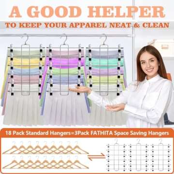 Space Saving 3 Pack Pants Hangers for Closet Organization