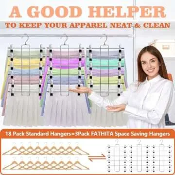 Space Saving 3 Pack Pants Hangers for Closet Organization