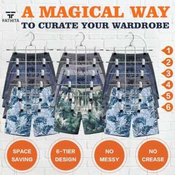 Space Saving 3 Pack Pants Hangers for Closet Organization