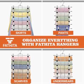 Space Saving 3 Pack Pants Hangers for Closet Organization