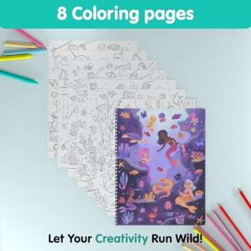 CUPKIN Mermaid Stickers, Toddler Sticker Book for Kids, Fun Mermaid Toy, Toddler Road Trip Essentials, 300+ Girly Stickers + 8 Sticker Scenes and Coloring Pages, Mermaid Stickers Ages 2+