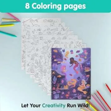 CUPKIN Mermaid Stickers, Toddler Sticker Book for Kids, Fun Mermaid Toy, Toddler Road Trip Essentials, 300+ Girly Stickers + 8 Sticker Scenes and Coloring Pages, Mermaid Stickers Ages 2+