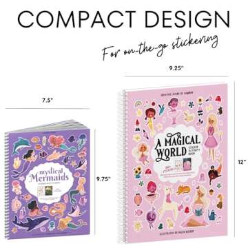 CUPKIN Mermaid Stickers, Toddler Sticker Book for Kids, Fun Mermaid Toy, Toddler Road Trip Essentials, 300+ Girly Stickers + 8 Sticker Scenes and Coloring Pages, Mermaid Stickers Ages 2+