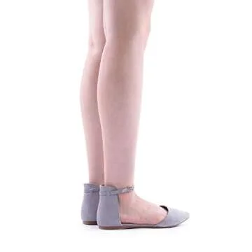 DREAM PAIRS Women's Pointed Toe Dress Flats Ankle Strap D'Orsay Ballet Comfort Slip On Casual Flat Shoes for Wedding Work Office Business,Size 8,Grey,Flapointed-Ankle