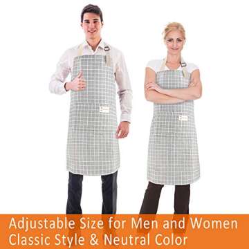 4 Pack Cooking Apron with Pocket, Adjustable Cotton Linen Kitchen Apron for Women Men