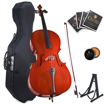 Cecilio Size 4/4 (Full Size) Student Cello with Hard & Soft Case, Stand, Bow, Rosin, Bridge and Extr...