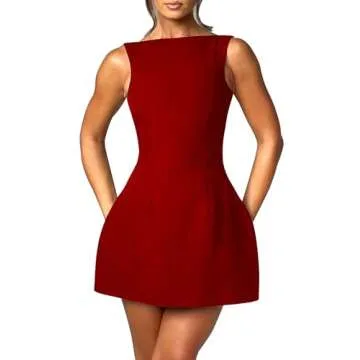 LuFeng Women's Summer Sexy Sleeveless Zipper Mock Neck Slim Fit A-line Mini Dress Bodycon Party Club...