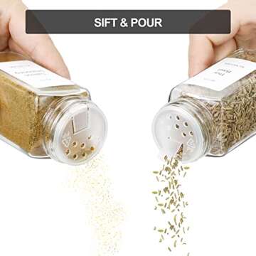 KitHero Spice Drawer Organizer with 24 Glass Jars and Labels