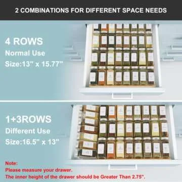KitHero Spice Drawer Organizer with 24 Glass Jars and Labels