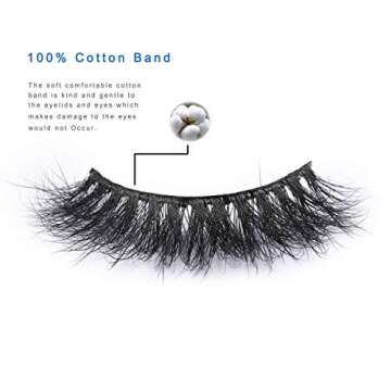 Miss Kiss 1 Pair Lashes 3D Mink Lash Natural Look Eye Lashes Soft Fluffy False Lash Cat Eye Fake Eyelashes Wispy Handmade Eyelash Strips Pack Can be Reusable 12MM
