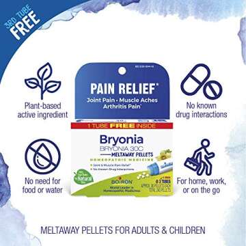Boiron Bryonia 30C Homeopathic Medicine for Relief from Joint Pain, Muscle Aches, Arthritis Pain, and Muscle or Joint Stiffness - 80 Count (Pack of 3)