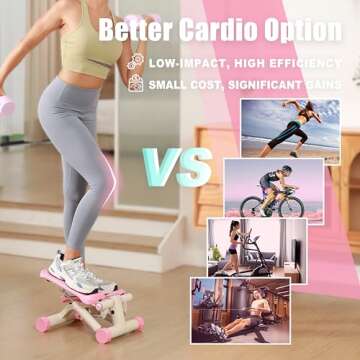 FLYBIRD Stepper for Exercise, Stair Stepper with Resistance Bands, Portable Mini Stepper with 330LB Loading Capacity, Adjustable Stride Height for Low-Impact Cardio Suitable for Full Body Workout