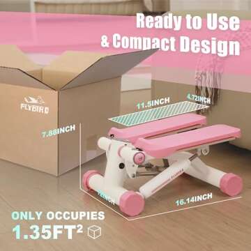 FLYBIRD Stepper for Exercise, Stair Stepper with Resistance Bands, Portable Mini Stepper with 330LB Loading Capacity, Adjustable Stride Height for Low-Impact Cardio Suitable for Full Body Workout