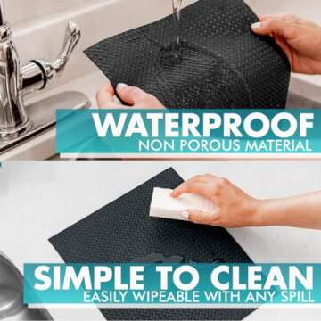 Drawer and Shelf Liner - TRULY NON-SLIP, THICK, WATERPROOF - Reusable Durable Kitchen Cabinet Liner ...