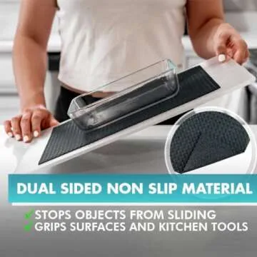 Drawer and Shelf Liner - TRULY NON-SLIP, THICK, WATERPROOF - Reusable Durable Kitchen Cabinet Liner - Non Adhesive Drawer Liner Roll Washable Fridge Rubber Shelf Liner for Pantry (Black, 12"W x 240"L)