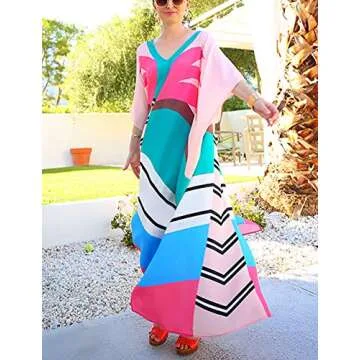 Bsubseach Plus Size Bikini Swimsuit Cover Ups for Swimwear Colorful Long Beach Dresses for Women