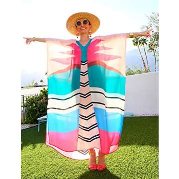 Bsubseach Plus Size Bikini Swimsuit Cover Ups for Swimwear Colorful Long Beach Dresses for Women