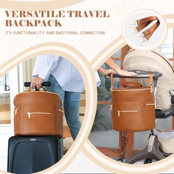 Miss Fong Leather Diaper Backpack Insulated Pockets Stylish