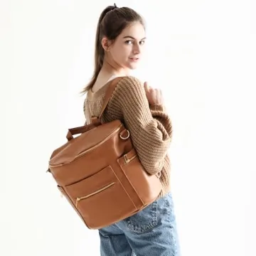 Miss Fong Leather Diaper Backpack Insulated Pockets Stylish
