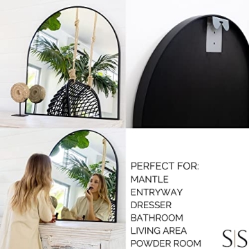 Elegant 33" Black Arched Mirror for Stylish Decor