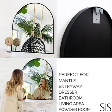 Elegant 33" Black Arched Mirror for Stylish Decor