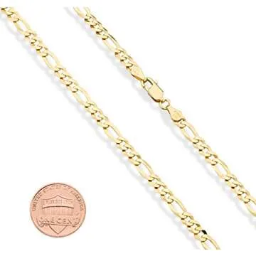 Miabella Solid 18K Gold Over Sterling Silver Italian 5mm Diamond-Cut Figaro Chain Bracelet for Women...