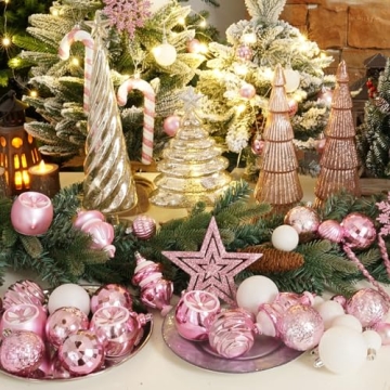 99-Pack Baby Pink Shatterproof Christmas Ornaments