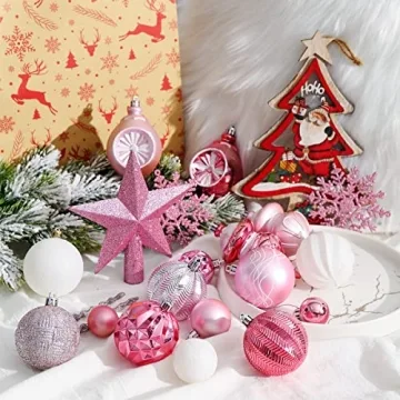 99-Pack Baby Pink Shatterproof Christmas Ornaments