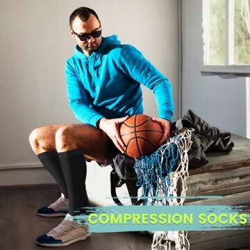 Iseasoo Copper Compression Socks For Men & Women Circulation-Best For Running Hiking Cycling 15-20 mmHg(L/XL)