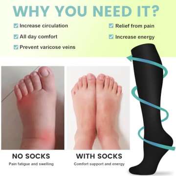 Iseasoo Copper Compression Socks For Men & Women Circulation-Best For Running Hiking Cycling 15-20 mmHg(L/XL)