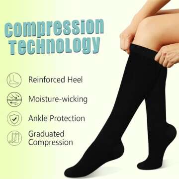 Iseasoo Copper Compression Socks For Men & Women Circulation-Best For Running Hiking Cycling 15-20 mmHg(L/XL)