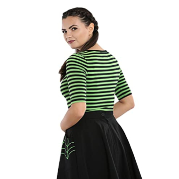 Hell Bunny Warlock Striped Punk Retro Jersey Top