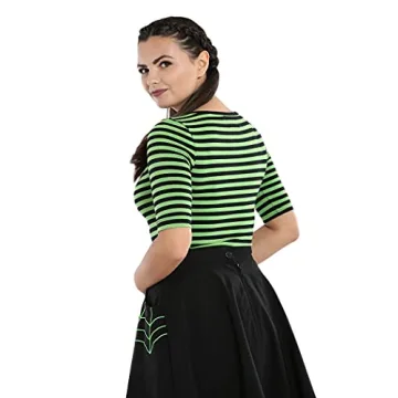 Hell Bunny Warlock Striped Punk Retro Jersey Top