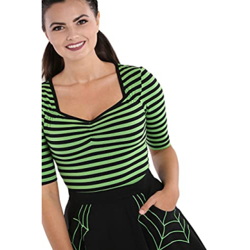 Hell Bunny Warlock Striped Punk Retro Jersey Top