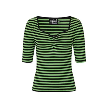 Hell Bunny Warlock Striped Punk Retro Jersey Top