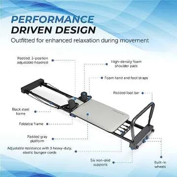 AeroPilates Reformer 287 - Pilates Reformer Workout Machine for Home Gym - Pilates Reformer with 3 Resistance Cords - Up to 300 lbs Weight Capacity
