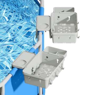 IPOOLTENG 2-Pack Above Ground Pool Basket with Pool Cup Holders - XL Poolside Storage Basket for Dri...