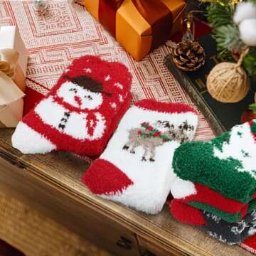 YOGINGO Christmas Socks - Fuzzy Warm Slipper Socks for Winter