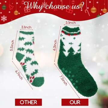YOGINGO Christmas Socks - Fuzzy Warm Slipper Socks for Winter