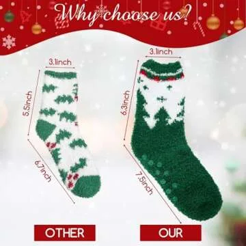 YOGINGO Christmas Socks - Fuzzy Warm Slipper Socks for Winter