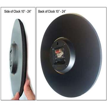 The Big Clock Store Handcrafted Black & Wood Wall Clock | Silent Non-Ticking Mechanism | Rustic Charm for Kitchen, Living Room, or Bedroom | Battery Operated | Made in USA | Large (15-Inch)