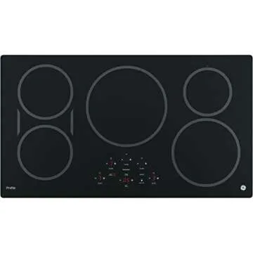 GE 36-Inch Cooktop with 5 Induction | Pan Size Sensors, SyncBurners, Red LED Display, Kitchen Timer,...