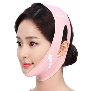 RuBelli Beauty Face Premium 2-Step Chin & Cheek Care | V Line Shaping Face band + 7 Hot Sheets | For Lifting, Firming, Slimming and Anti-Aging, Anti-Wrinkle