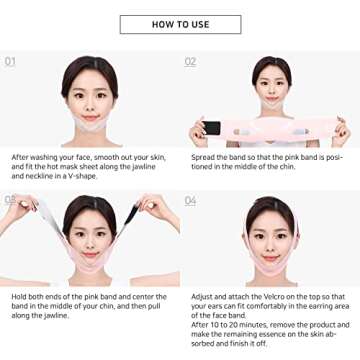 RuBelli Beauty Face Premium 2-Step Chin & Cheek Care | V Line Shaping Face band + 7 Hot Sheets | For Lifting, Firming, Slimming and Anti-Aging, Anti-Wrinkle