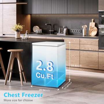 R.W.FLAME 2.8 Cubic Feet Chest Freezer - Energy-Saving, Adjustable Temp, Compact Design
