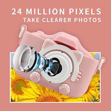 Snowall Cat Gift Camera for Girls,Preschool Digital Camera,Kids Camera for 3-8 Years Old Kids Boys Girls,Christmas Birthday Gifts with 32GB SD Card（Pink Cat）